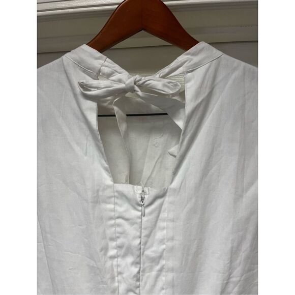 Nicole Miller New York White Heavy Lace Sleeveless Tie Back Peplum Blouse sz XL - Picture 6 of 8